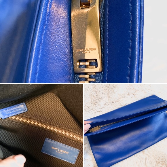 Saint Laurent Large Fold-Over Clutch, Bleu Major - Picture 5 of 7